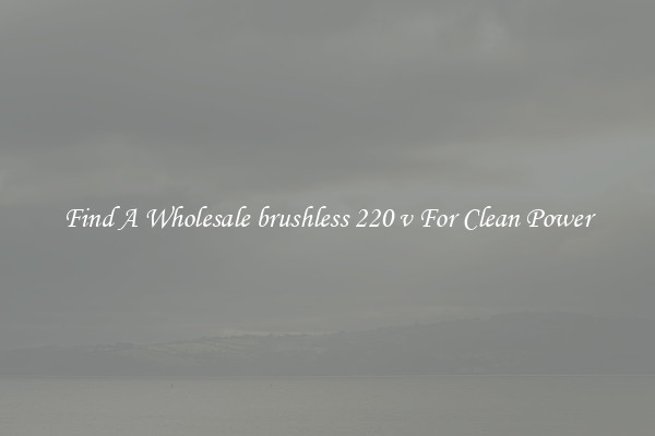 Find A Wholesale brushless 220 v For Clean Power