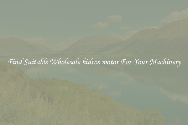 Find Suitable Wholesale hidros motor For Your Machinery