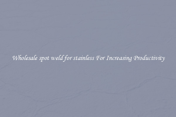 Wholesale spot weld for stainless For Increasing Productivity